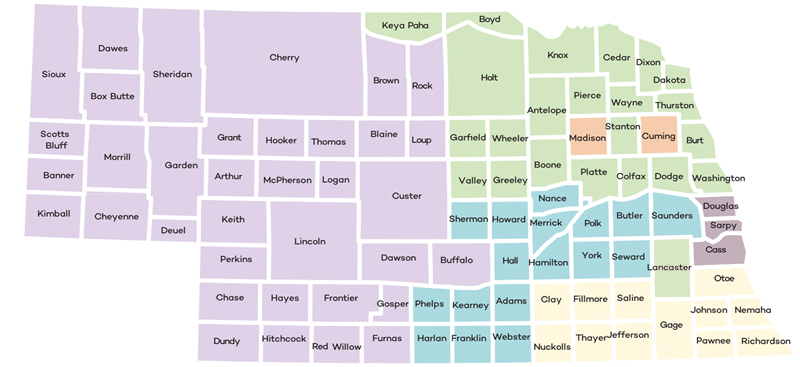 Molina Healthcare of Nebraska Provider Relations Representative County Territory Map