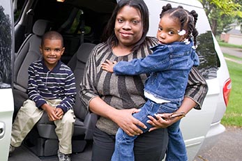 Mother and two children