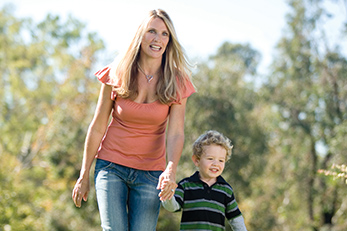 Mother and son walking Mother and son walking