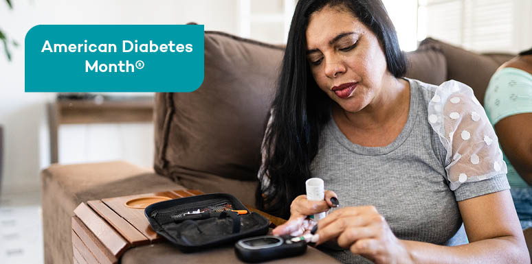 woman using diabetes test strips