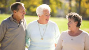 Three friends walking