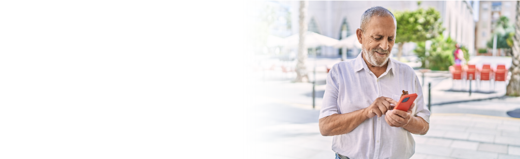 man looking at smartphone