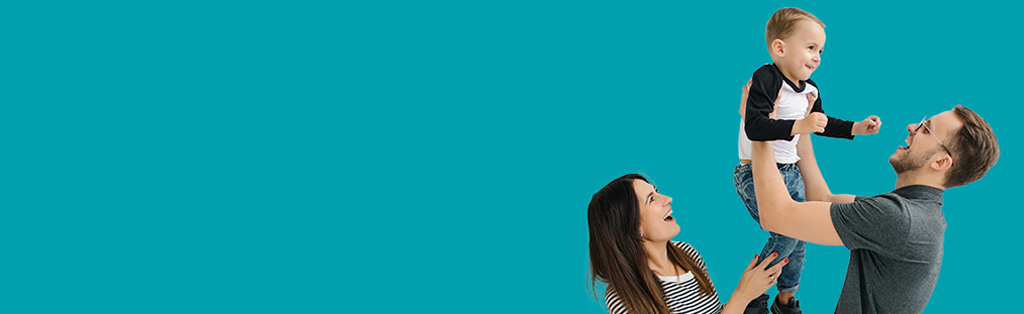 woman, man, holding child