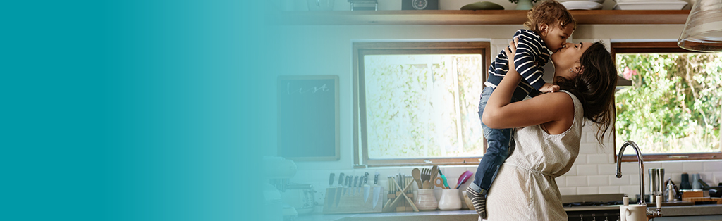 Woman and boy in kitchen